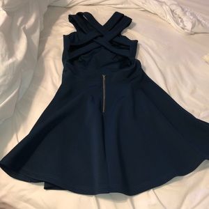 Navy mini dress with cool back